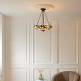 Wrenfield Large 3 Light Tiffany Inverted Pendant - Multicoloured