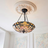 Wrenfield Large 3 Light Tiffany Inverted Pendant - Multicoloured