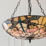 Wrenfield Large 3 Light Tiffany Inverted Pendant - Multicoloured