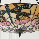Wrenfield Large 3 Light Tiffany Inverted Pendant - Multicoloured