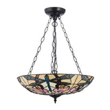 Wrenfield Large 3 Light Tiffany Inverted Pendant - Multicoloured