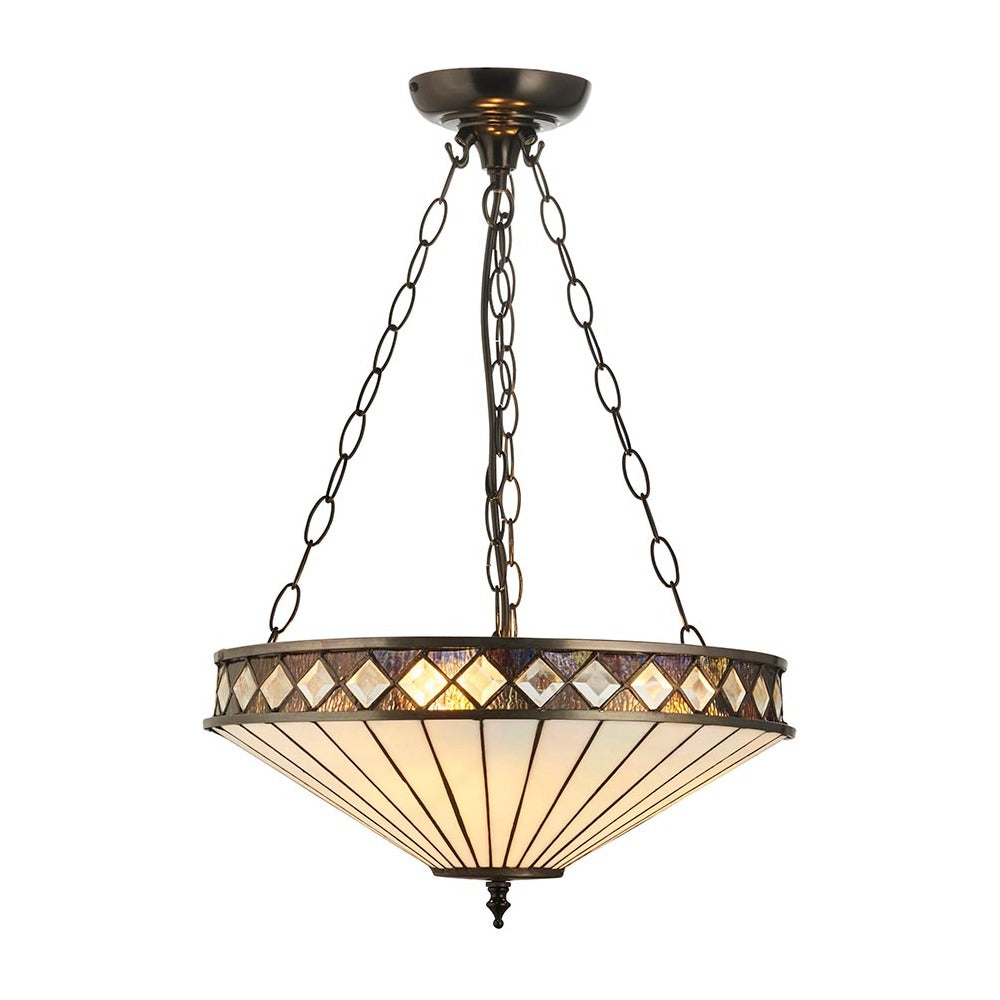 Brindleigh Medium 3 Light Tiffany Inverted Pendant - Multicoloured