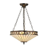Brindleigh Medium 3 Light Tiffany Inverted Pendant - Multicoloured