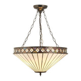 Brindleigh Large 3 Light Tiffany Inverted Pendant - Multicoloured