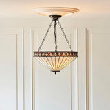 Brindleigh Large 3 Light Tiffany Inverted Pendant - Multicoloured