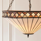Brindleigh Large 3 Light Tiffany Inverted Pendant - Multicoloured