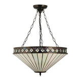Brindleigh Large 3 Light Tiffany Inverted Pendant - Multicoloured