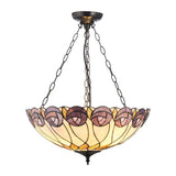 Pentleigh Large 3 Light Tiffany Inverted Pendant - Multicoloured