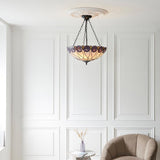 Pentleigh Large 3 Light Tiffany Inverted Pendant - Multicoloured