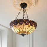 Pentleigh Large 3 Light Tiffany Inverted Pendant - Multicoloured