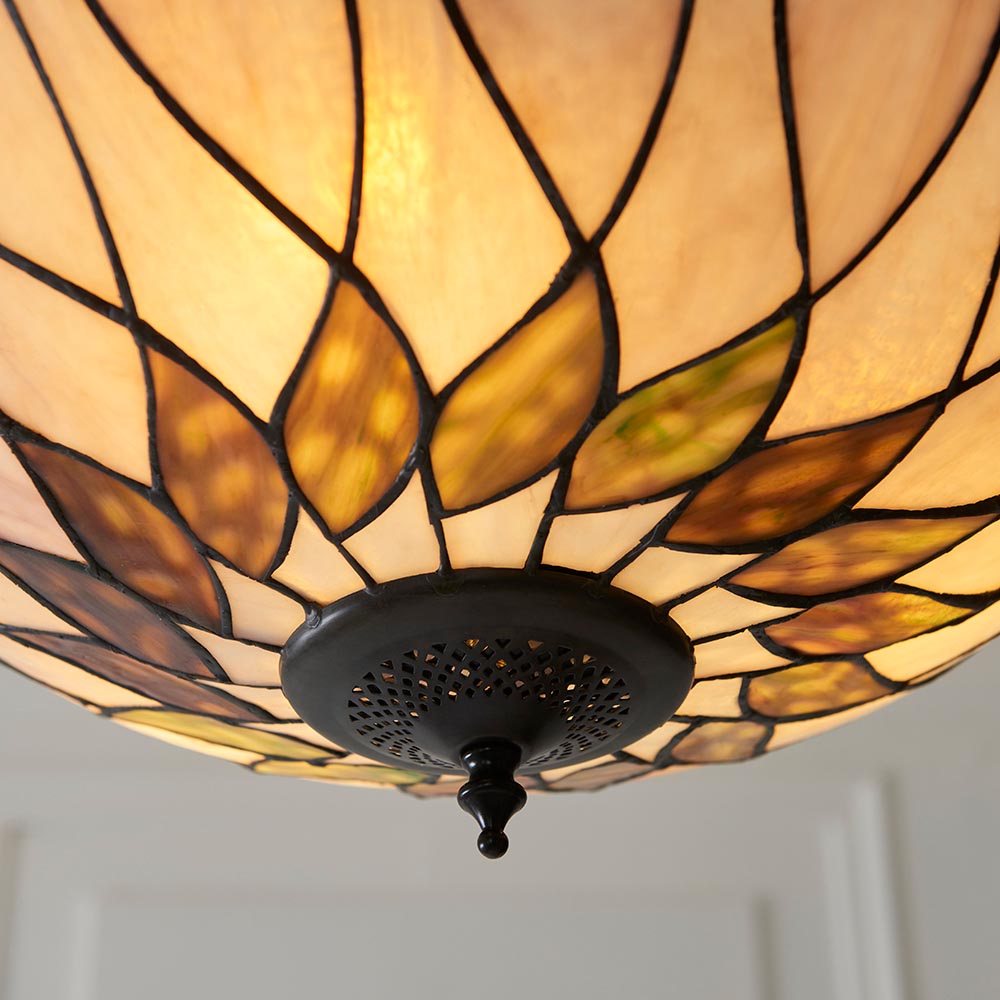 Pentleigh Large 3 Light Tiffany Inverted Pendant - Multicoloured