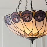 Pentleigh Large 3 Light Tiffany Inverted Pendant - Multicoloured