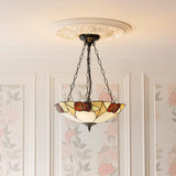 Kelverton Large 3 Light Tiffany Inverted Pendant - Multicoloured