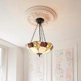 Kelverton Large 3 Light Tiffany Inverted Pendant - Multicoloured