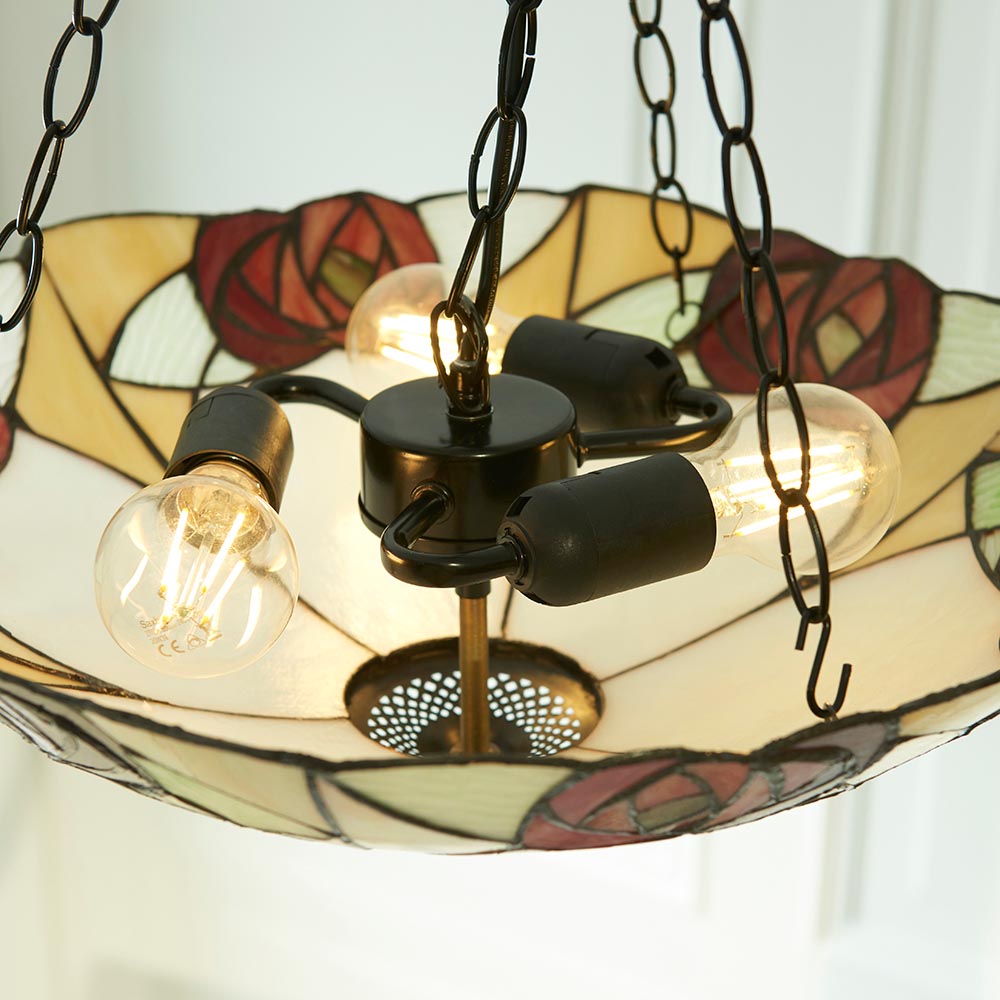 Kelverton Large 3 Light Tiffany Inverted Pendant - Multicoloured