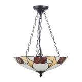 Kelverton Large 3 Light Tiffany Inverted Pendant - Multicoloured