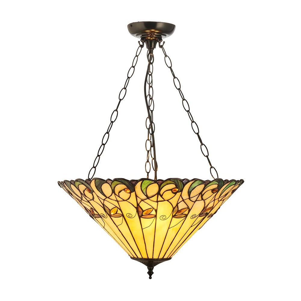 Larncombe 3 Light Tiffany Inverted Pendant - Multicoloured