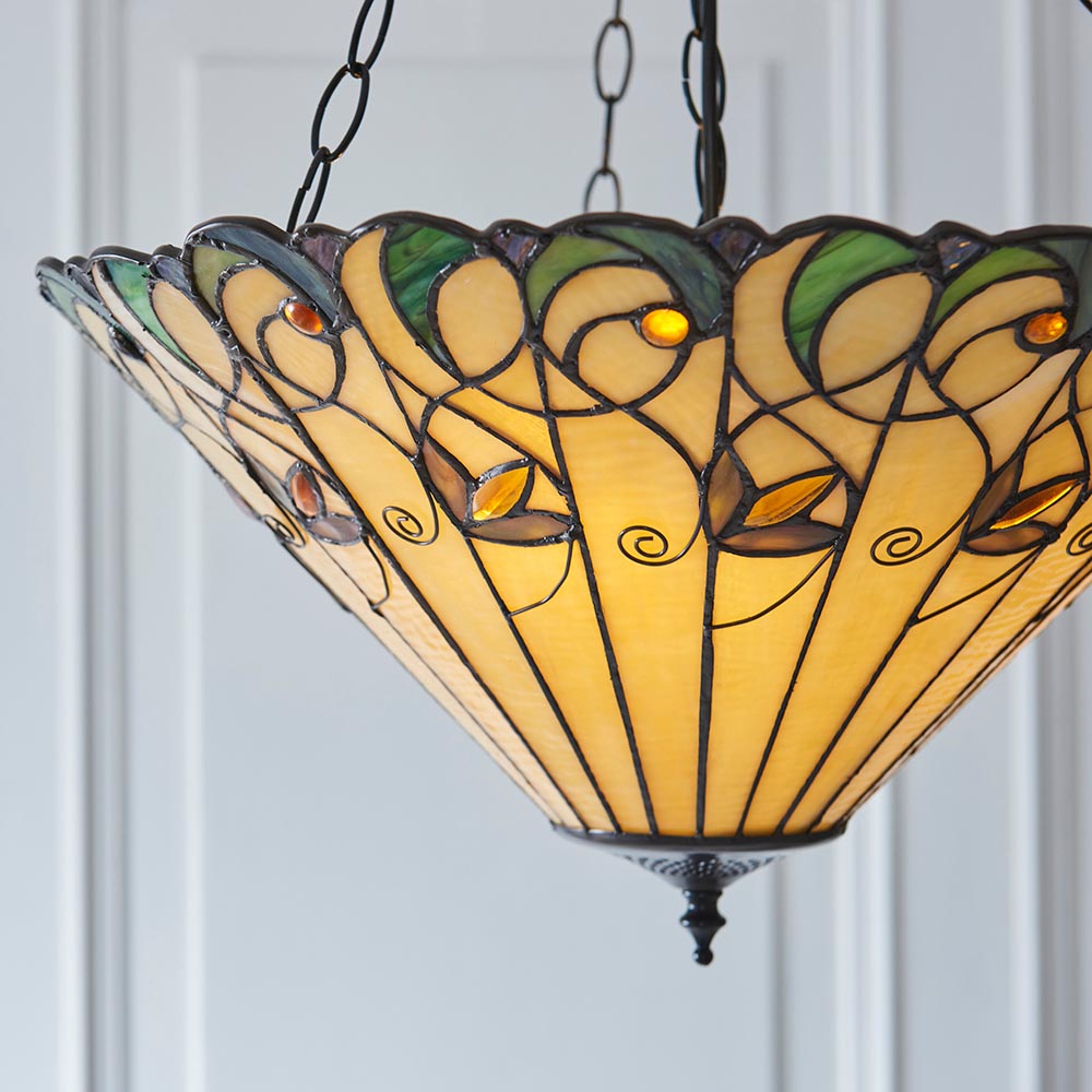 Larncombe 3 Light Tiffany Inverted Pendant - Multicoloured