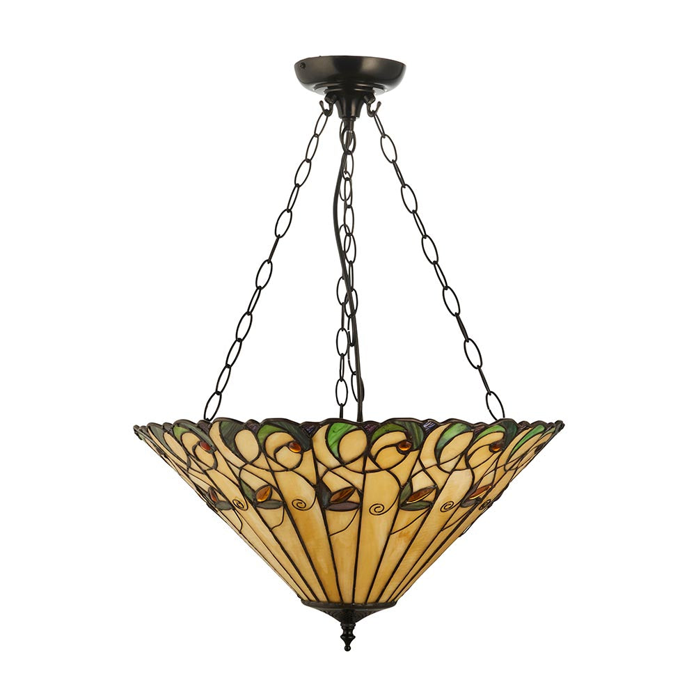 Larncombe 3 Light Tiffany Inverted Pendant - Multicoloured