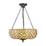 Ravenstead Large 3 Light Tiffany Inverted Pendant - Multicoloured