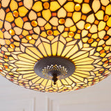 Ravenstead Large 3 Light Tiffany Inverted Pendant - Multicoloured