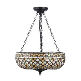 Ravenstead Large 3 Light Tiffany Inverted Pendant - Multicoloured