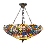 Sedgehurst 3 Light Tiffany Inverted Pendant - Multicoloured