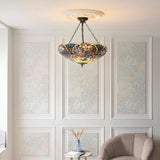 Sedgehurst 3 Light Tiffany Inverted Pendant - Multicoloured