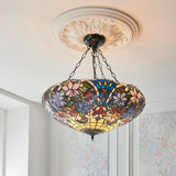 Sedgehurst 3 Light Tiffany Inverted Pendant - Multicoloured