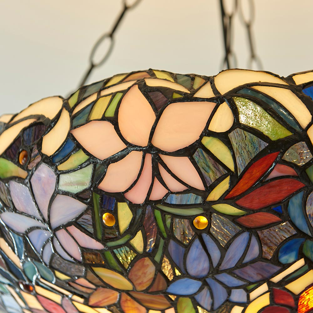 Sedgehurst 3 Light Tiffany Inverted Pendant - Multicoloured