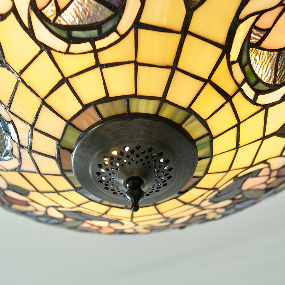 Sedgehurst 3 Light Tiffany Inverted Pendant - Multicoloured