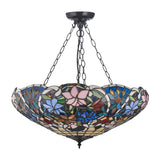 Sedgehurst 3 Light Tiffany Inverted Pendant - Multicoloured
