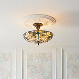 Wrenfield 3 Light Tiffany Semi Flush - Multicoloured