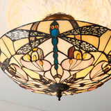 Wrenfield 3 Light Tiffany Semi Flush - Multicoloured