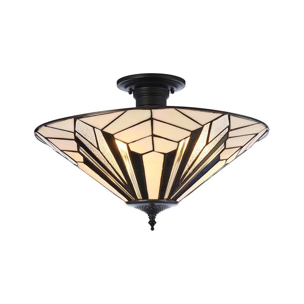 Larkbury 3 Light Tiffany Semi Flush - Black