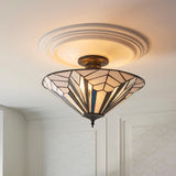 Larkbury 3 Light Tiffany Semi Flush - Black