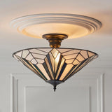 Larkbury 3 Light Tiffany Semi Flush - Black
