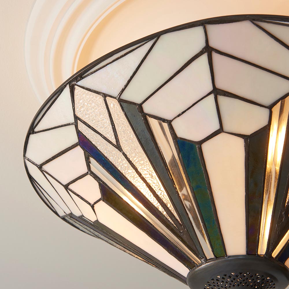 Larkbury 3 Light Tiffany Semi Flush - Black