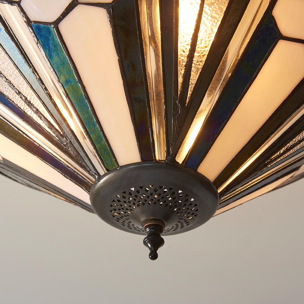 Larkbury 3 Light Tiffany Semi Flush - Black