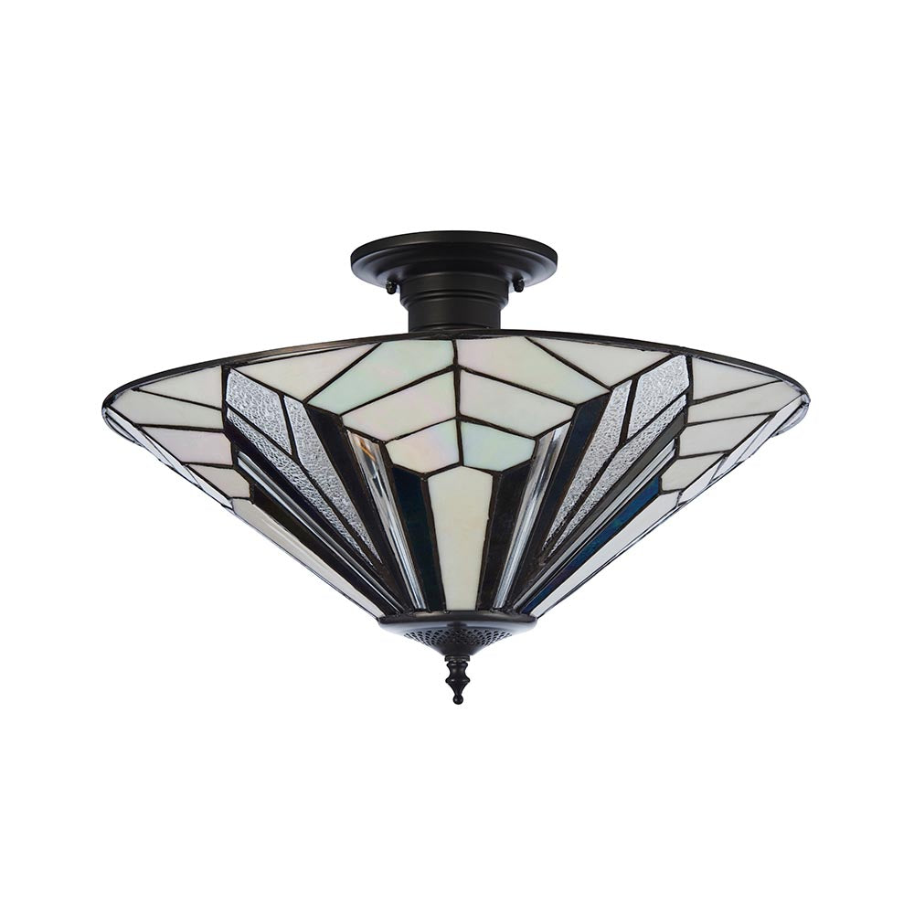 Larkbury 3 Light Tiffany Semi Flush - Black
