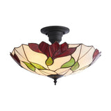 Amberhurst Large 3 Light Tiffany Semi Flush - Multicoloured