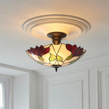 Amberhurst Large 3 Light Tiffany Semi Flush - Multicoloured