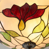 Amberhurst Large 3 Light Tiffany Semi Flush - Multicoloured