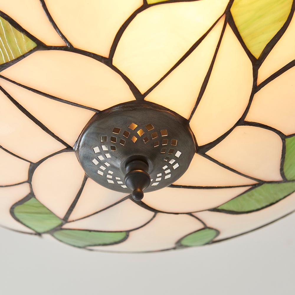 Amberhurst Large 3 Light Tiffany Semi Flush - Multicoloured
