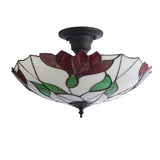 Amberhurst Large 3 Light Tiffany Semi Flush - Multicoloured