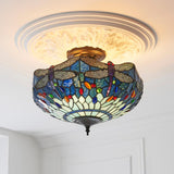 Alderworth 3 Light Tiffany Semi Flush - Blue