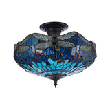 Alderworth 3 Light Tiffany Semi Flush - Blue