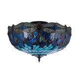 Alderworth Large 3 Light Tiffany Semi Flush - Blue