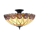 Pentleigh 3 Light Tiffany Semi Flush - Multicoloured