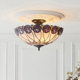 Pentleigh 3 Light Tiffany Semi Flush - Multicoloured